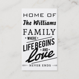 Casa de Adicionar o Nome da Família Cartões de Amo