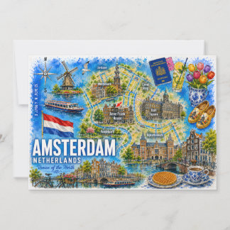 Casa de Anne Frank Amsterdã Cartão Postal Aquarela