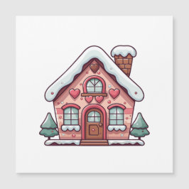 Casa de Biscoito de Gengibre Rosa com Corações