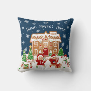 Casa de Biscoito de Natal Almofada de Lançamento