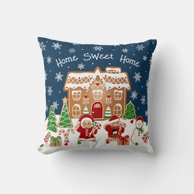 Casa de Biscoito de Natal Almofada de Lançamento (Frente)
