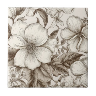 Casa de Campo Floral Sepia Creme Vintage