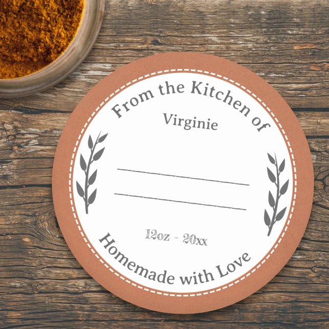 Casa de Laranja Russo com Etiqueta de Amor (Rustic Orange Homemade with Love Label Sticker)