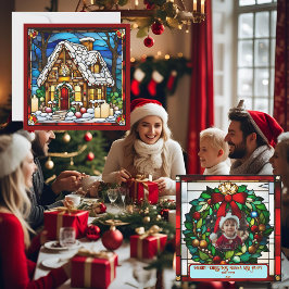 Casa de Natal de Biscoito de Gengibre Vidro Pintad