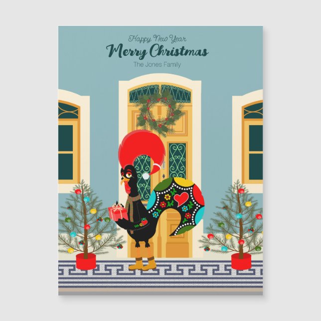 Casa de Natal portuguesa com saudações de galo (Frente)