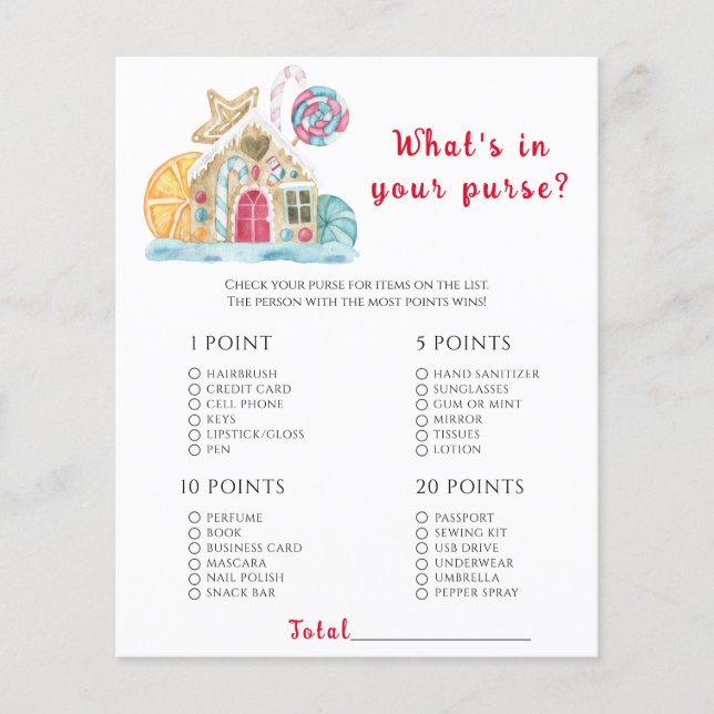 Casa de pão-de-gengibre O que há no seu jogo de bo (Frente)