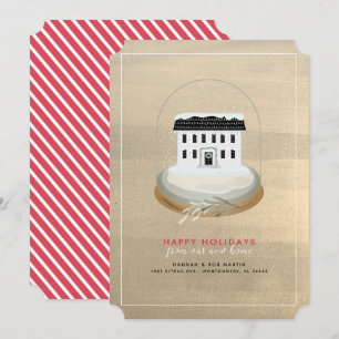 Casa de Papelão com Neve Dourado Anúncio de Férias