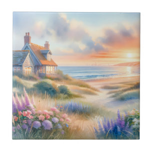 Casa de Praia ao Pôr do Sol Dunas Aquarela