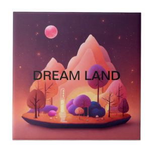 Casa de sonho debaixo de uma lua rosa.