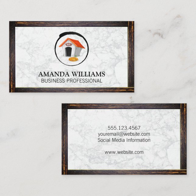 Casa dos Cachorros | Fronteira de madeira Cartão d (Frente/Verso)