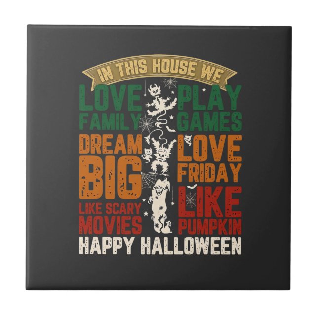Casa Feliz Halloween Monstros Teias de Aranha (Frente)