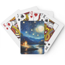 Casa Majestosa sob Cartas de Baralho da Lua