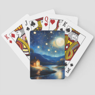 Casa Majestosa sob Cartas de Baralho da Lua