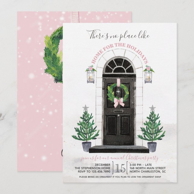 Casa para o convite da festa de Natal dos feriados (Frente/Verso)