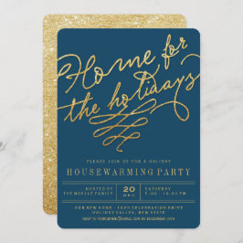 Casa Para O Convite Do Feriado Dourado Do Glitter