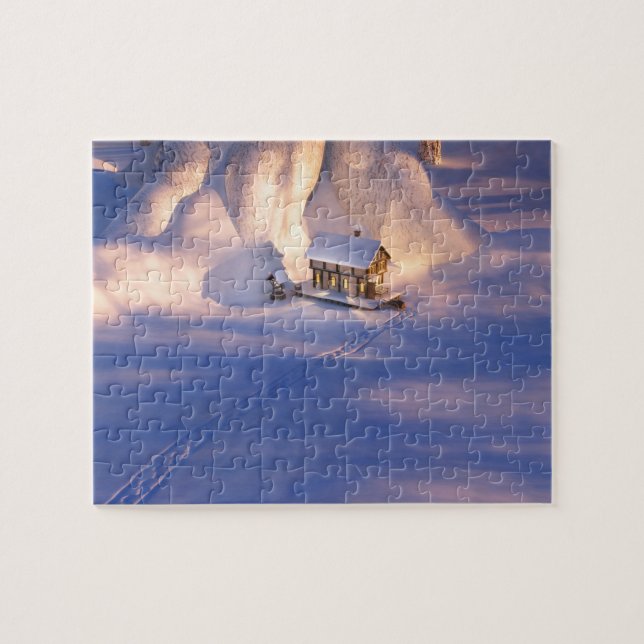 Casa pequena na Quebra-cabeça de neve (Horizontal)