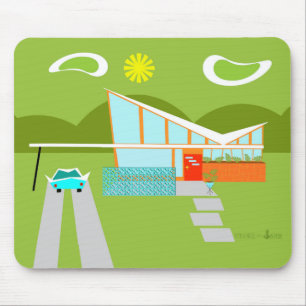 Casa retro Mousepad do Palm Springs
