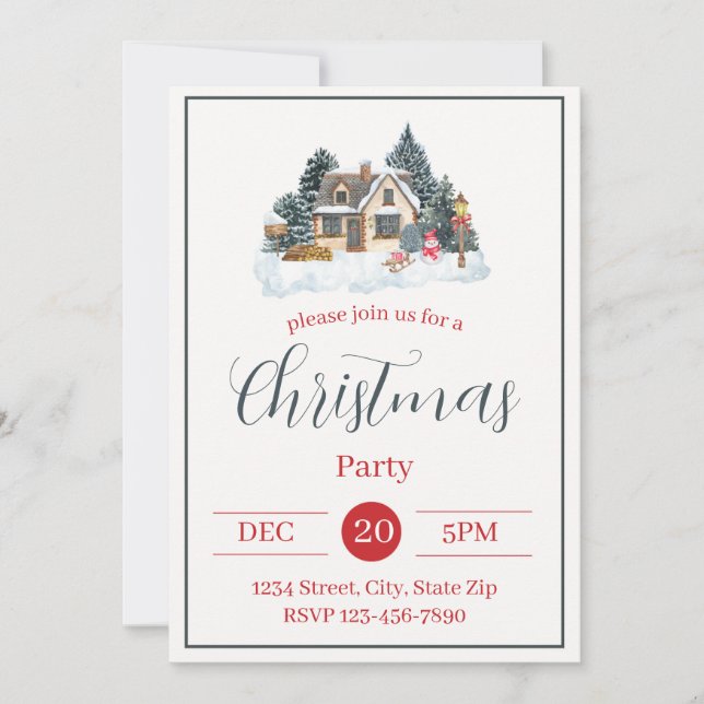 Casa Rústica de Natal Convite de Férias | Inverno (Frente)