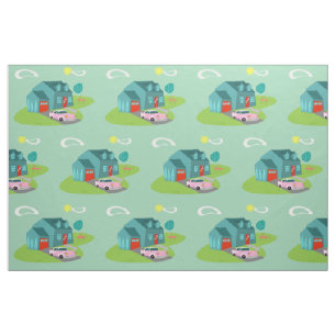Casa suburbana retro tecido de algodão penteado