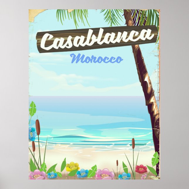 Casablanca Marrocos, poster vintage romântico (Frente)