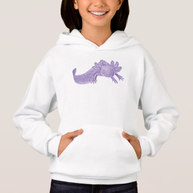 Casaco com Capuz de Axolote para Crianças - ROXO (Frente)