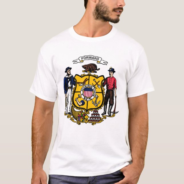 Casaco de armas de Wisconsin, Camiseta Americana (Frente)