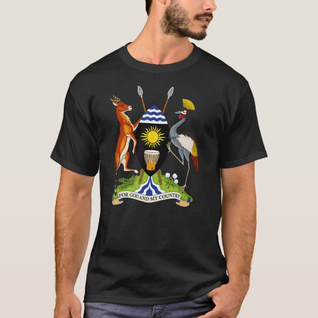 Casaco de armas para camiseta Uganda Tee Flag Souv (Frente)