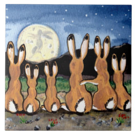 Casacos Observando Trivet Azulejo Azul Lua Escuro 