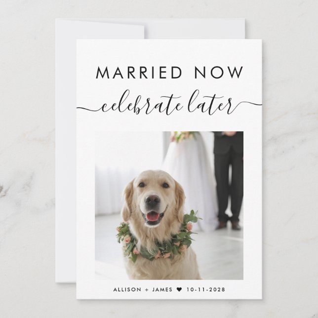 Casado Agora Celebrar Depois Do Elopemento De Foto (Frente)