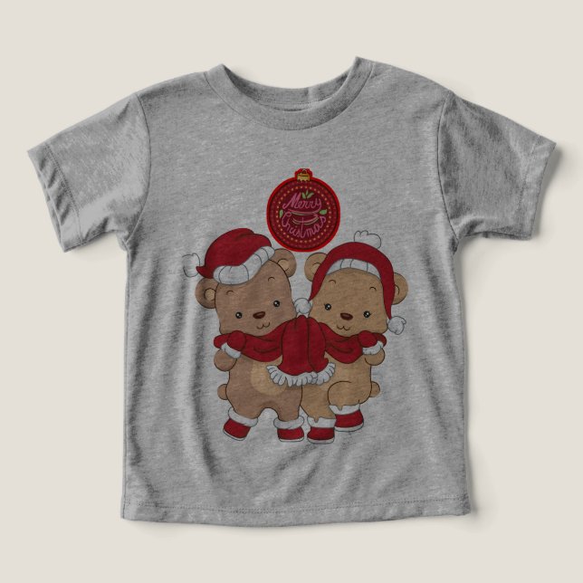 Casado Natal Toddler - Camisa-T com três misturas (Design frontal)