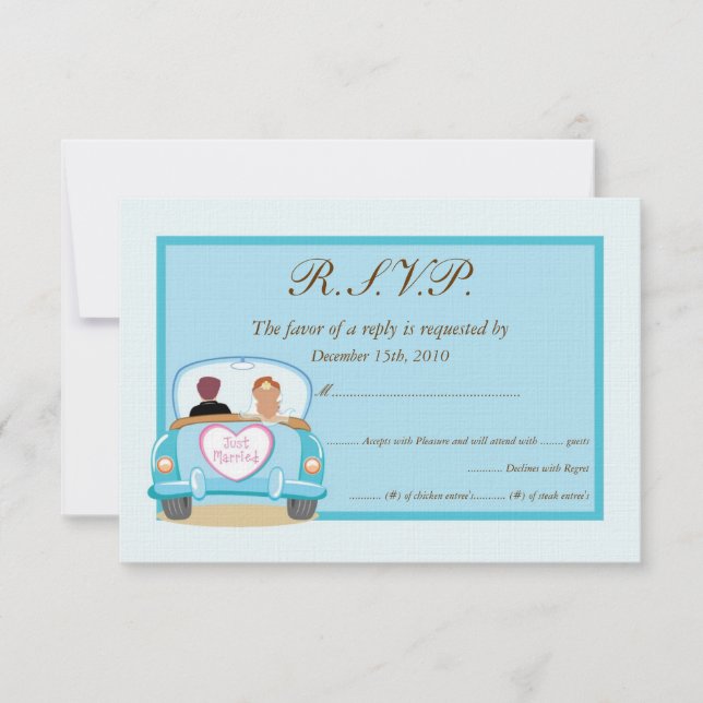 Casados Recentemente Carro Clássico Casamento RSVP (Frente)
