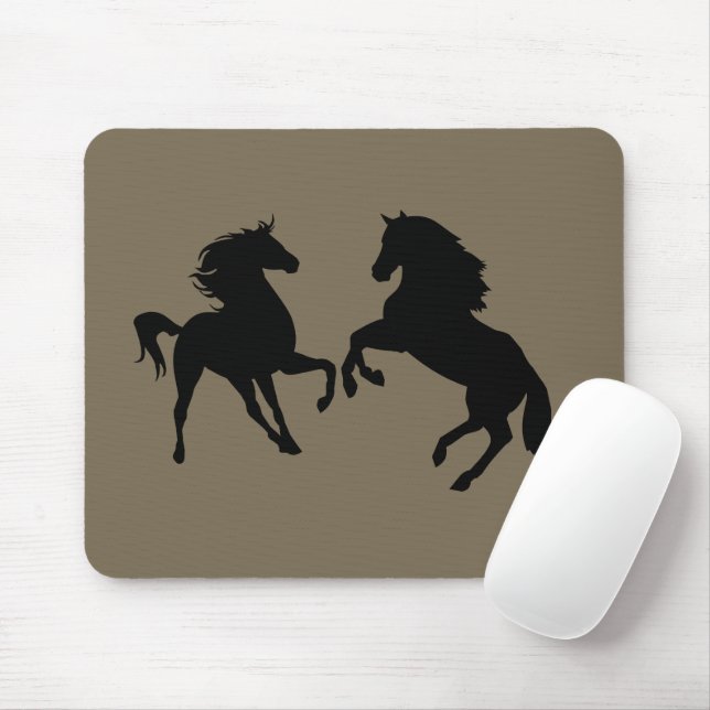 Casais de Cavalo Preto Mouse Pad Cores Personaliza (Com mouse)