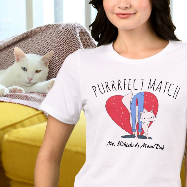 Casais de Correspondência Perfeitos Cat Mãe Pai (Purrrfect Match Couples Perfect Cat Mom Cat Dad Tri-Blend Shirt BFF)