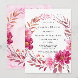 Casais de crisântemo rosa quente Convites para Chá