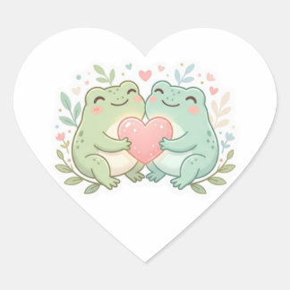 Casais de Rãs Adesivo Fofo Duas Rãs Amor Coração R