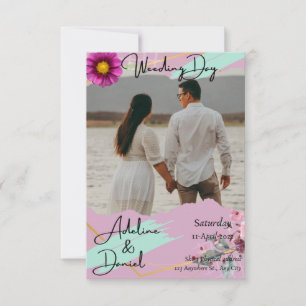 Casais Florais Convite de Casamento Modelo Elegant