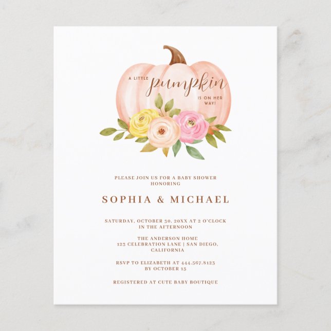 Casais Florais de Abóbora de Orçamento Chá de fral (Frente)