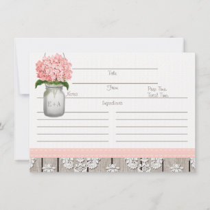 Casais - Hydrangea Mason Jar Recipiente Card rosa