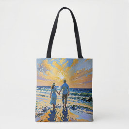 Casal apaixonado na praia - Tote Bag