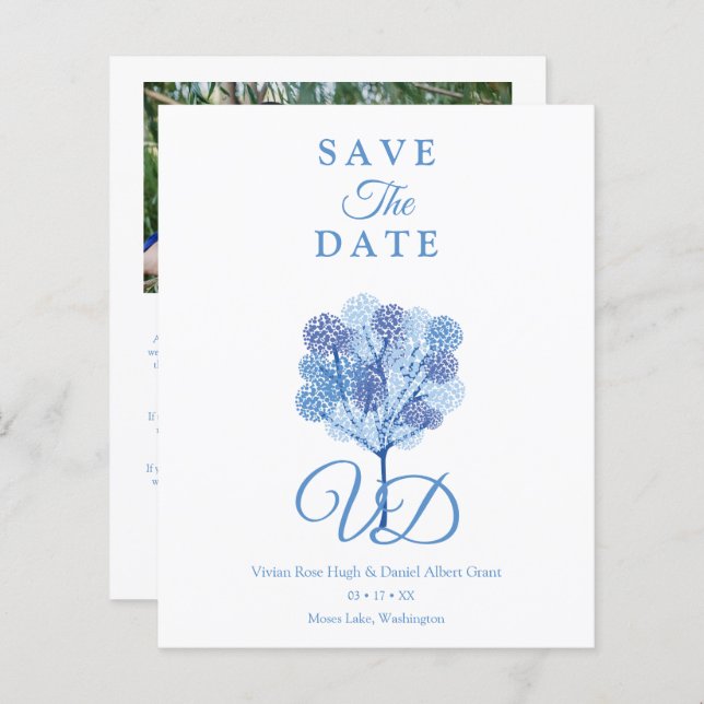 Casal ativado de fotos em tons azuis Elegante (Frente/Verso)