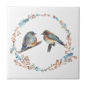 Casal Bluebird Oriental Adorável Frasto Floral