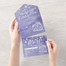 Casal Chic Mason Jar Lavanda RSVP Casamento Roxo