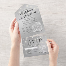 Casal Chic Mason Jar Lavanda Silver Casamento RSVP