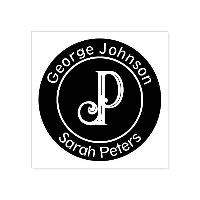 Casal Com Dois Sobrenomes Carimbo De Borracha Mono (Impressão)