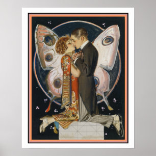 Casal da borboleta do art deco impressão 16 x 20