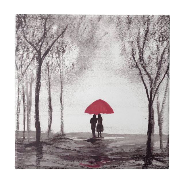 Casal de amor do guarda-chuva vermelho (Frente)