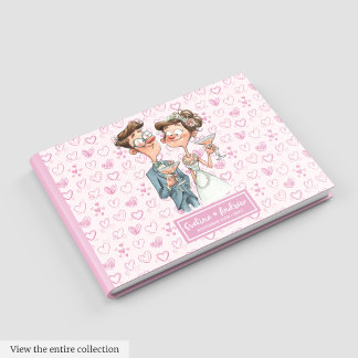 Casal de Cartoon Elegante Livro de Convidado