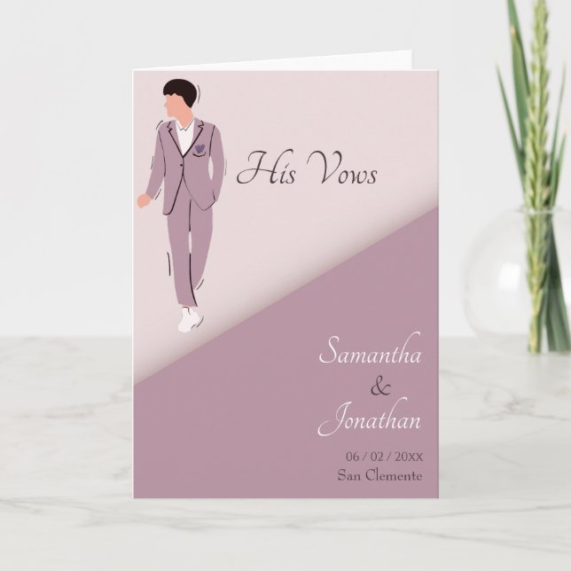 Casal de Cartoon em Casamento Púrpura Seu Cartão d (Frente)