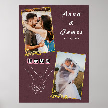 Casal de Casamento de Colagem de Fotos Dourado Mod