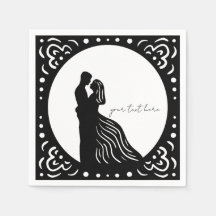 Casal de Casamento de Silhouette guardanapos de pa